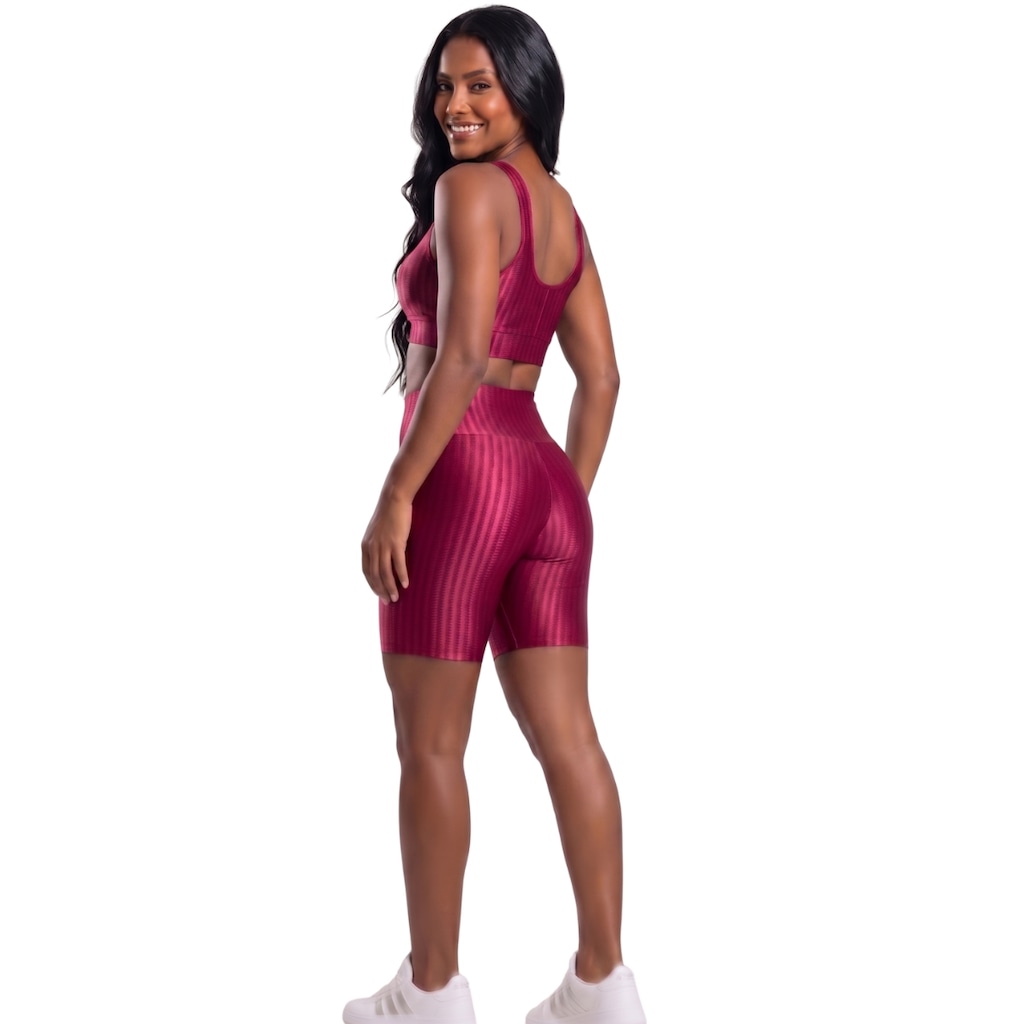 Imagem 3 do produto Conjunto Fitness Top e Bermuda New Zig 3D Vekyo Compressão Roupa Para Academia Treino Moda Feminina