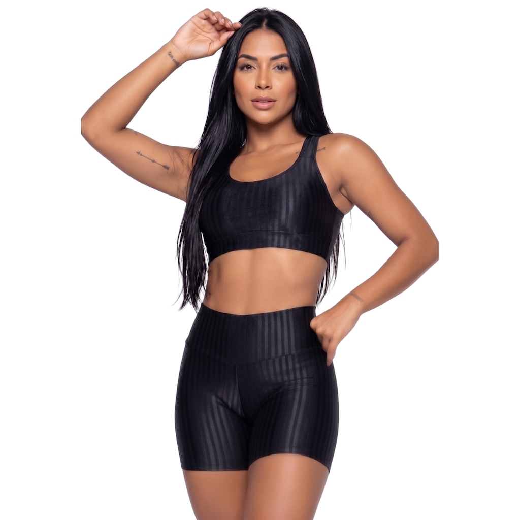 Conjunto Fitness Top e Short New Zig 3D Vekyo - Feminino