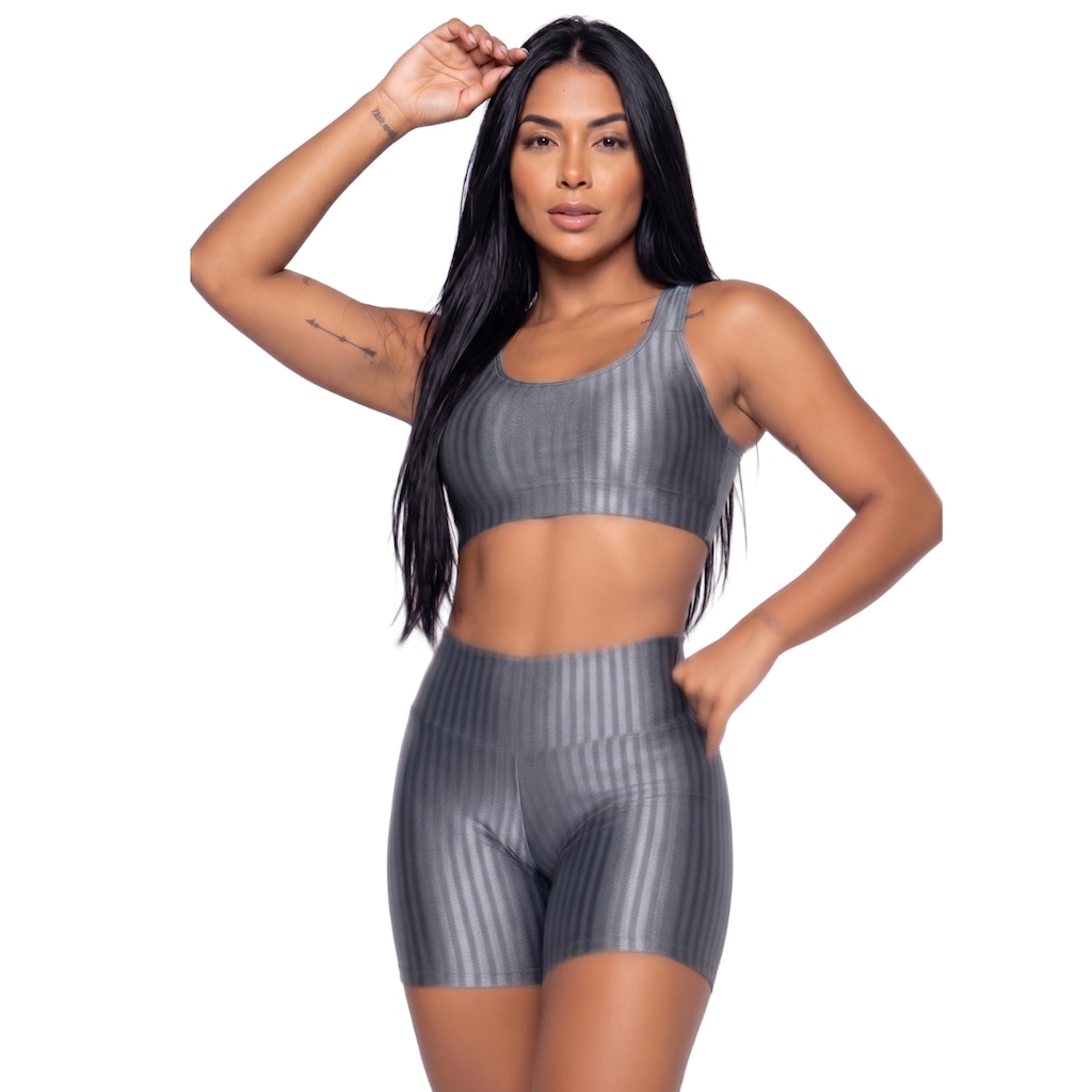 Conjunto Fitness Top e Short New Zig 3D Vekyo - Feminino