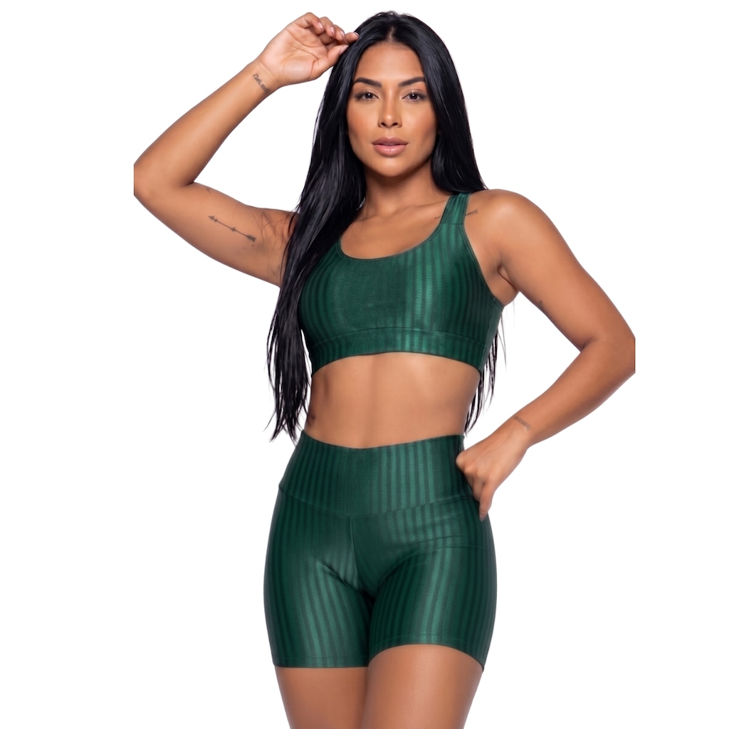 Conjunto Fitness Top e Short New Zig 3D Vekyo - Feminino