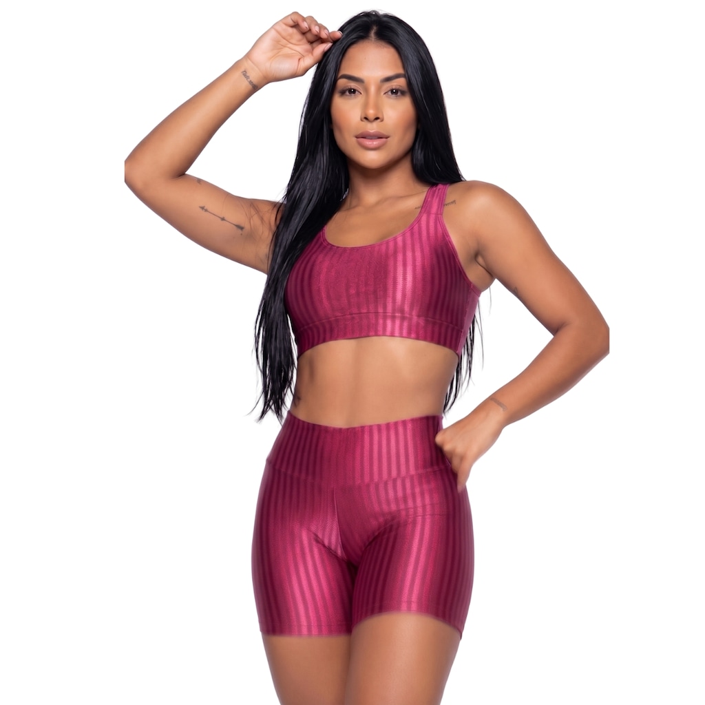 Conjunto Fitness Top e Short New Zig 3D Vekyo - Feminino