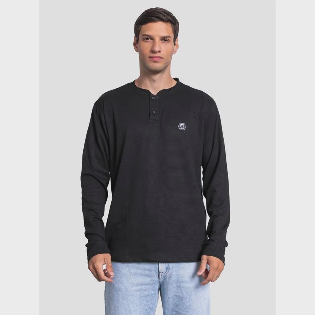 Camiseta Fatal Manga Longa Texturizada - Masculina