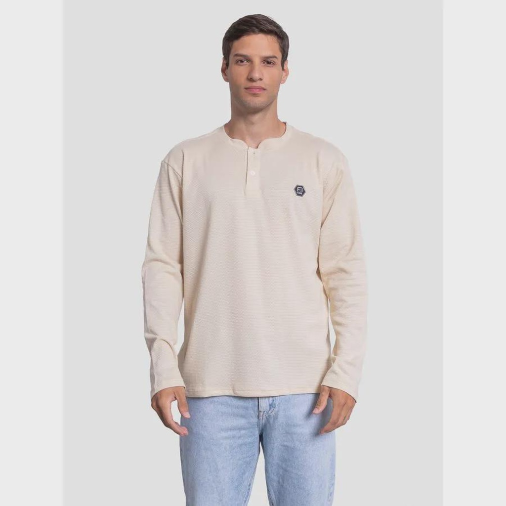 Camiseta Fatal Manga Longa Texturizada  - Masculina
