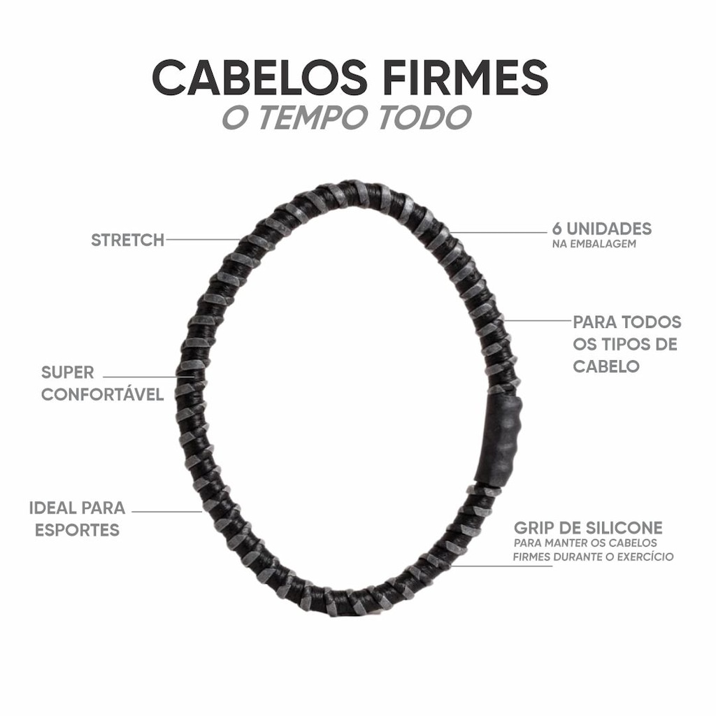 Imagem 3 do produto Elástico para Cabelo de Silicone Emborrachado Mix-SPORTBR