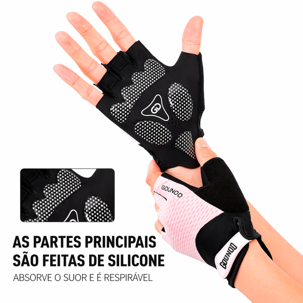 Imagem 3 do produto Luvas Esortica Gold Sports Gounod VII Gel Meio Dedos Anti Slip Com Silicone e Respirável
