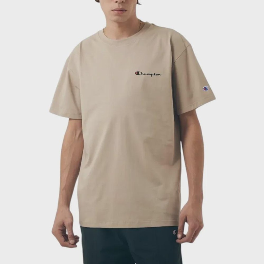 Camiseta Champion Mini Script Logo Ink Dark Khaki - Masculina