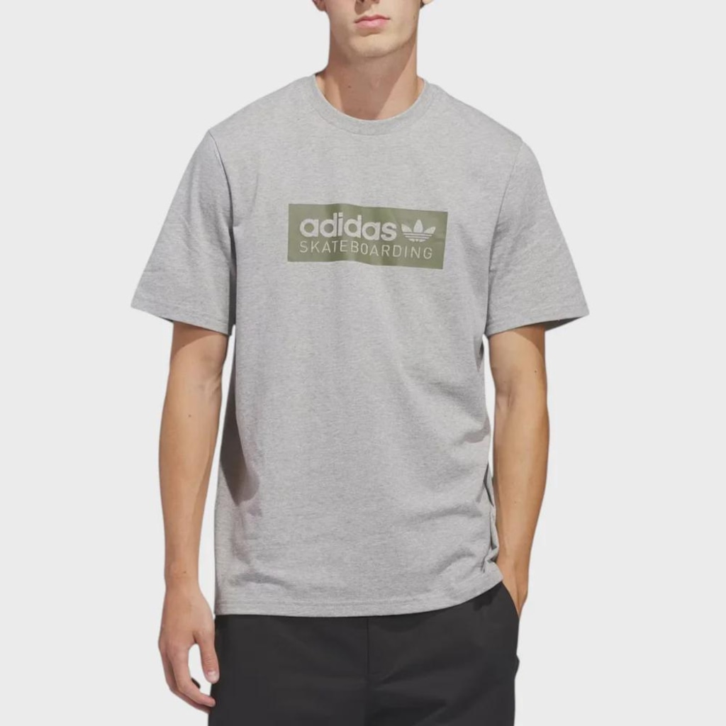 Camiseta adidas Skateboarding Logo Medium Grey Heather - Masculina