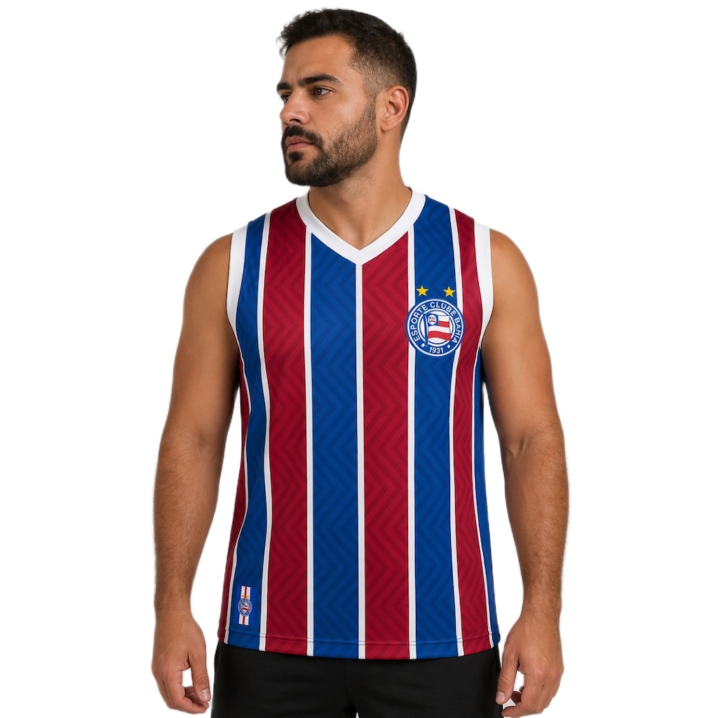 Camisa Regata do Bahia Tricolor Listrada Natural - Masculina