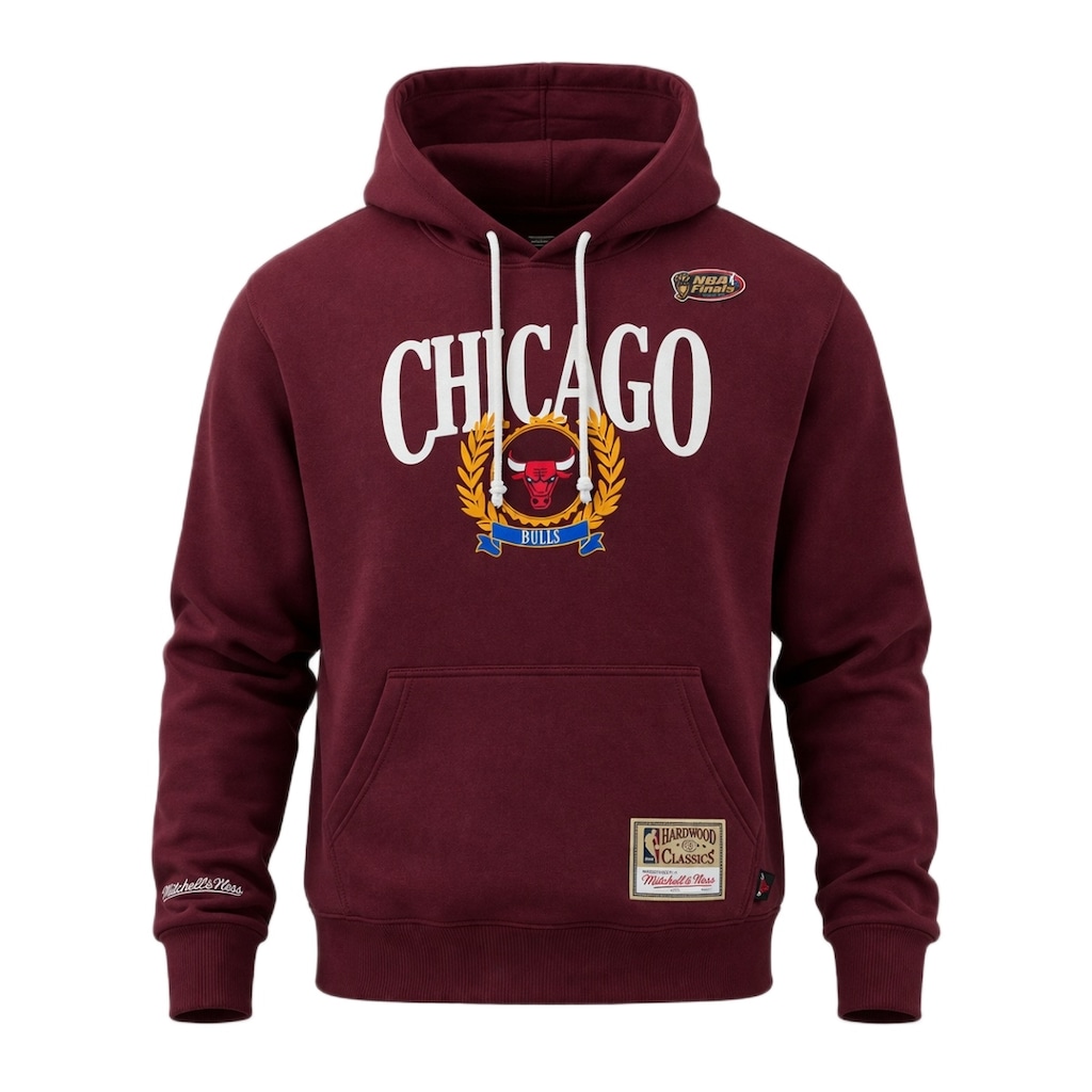 Blusão de Moletom Com Capuz NBA Chicago Bulls Collegiate Bordô - Masculino