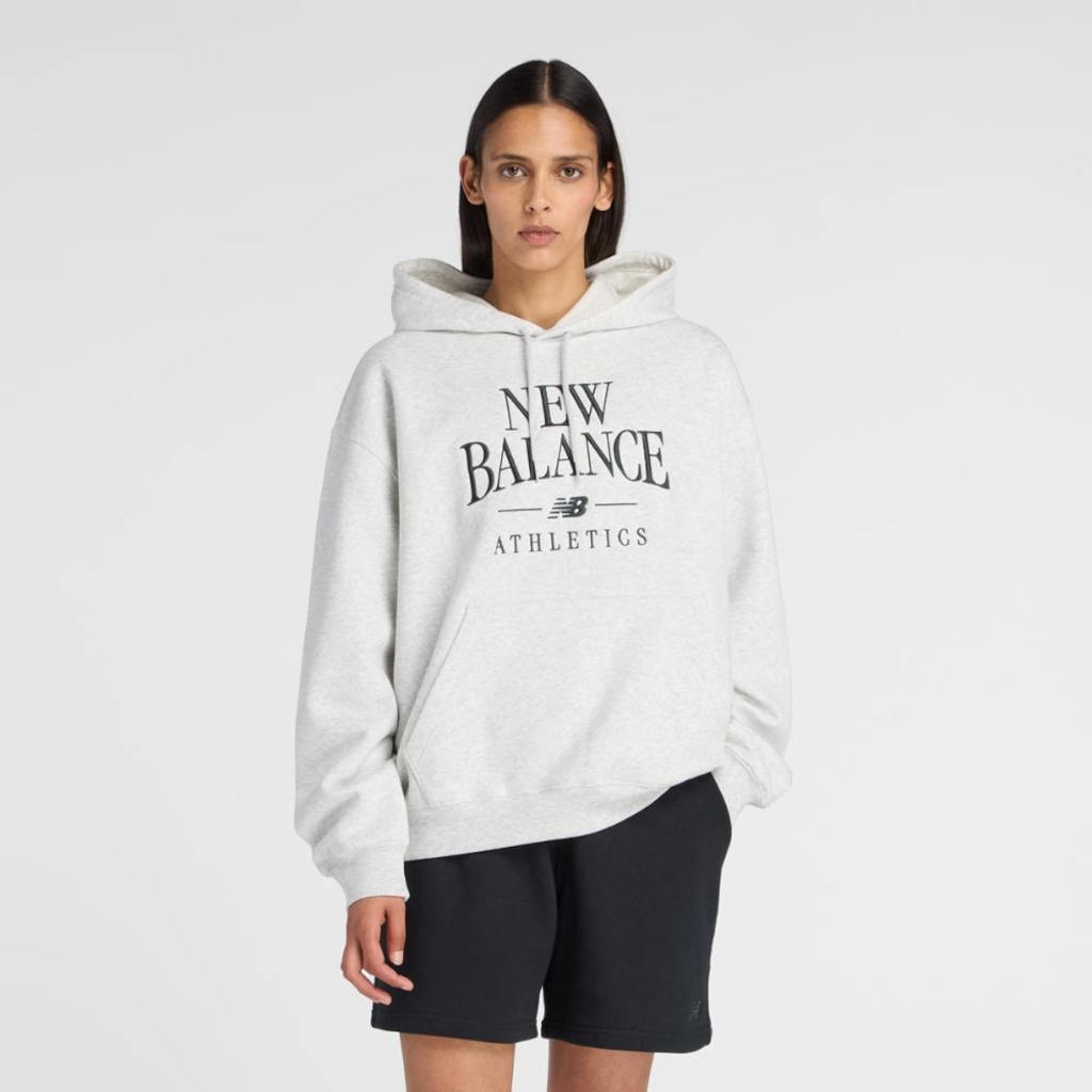 Blusão com Capuz New Balance Linear Heritage com Felpa Feminino