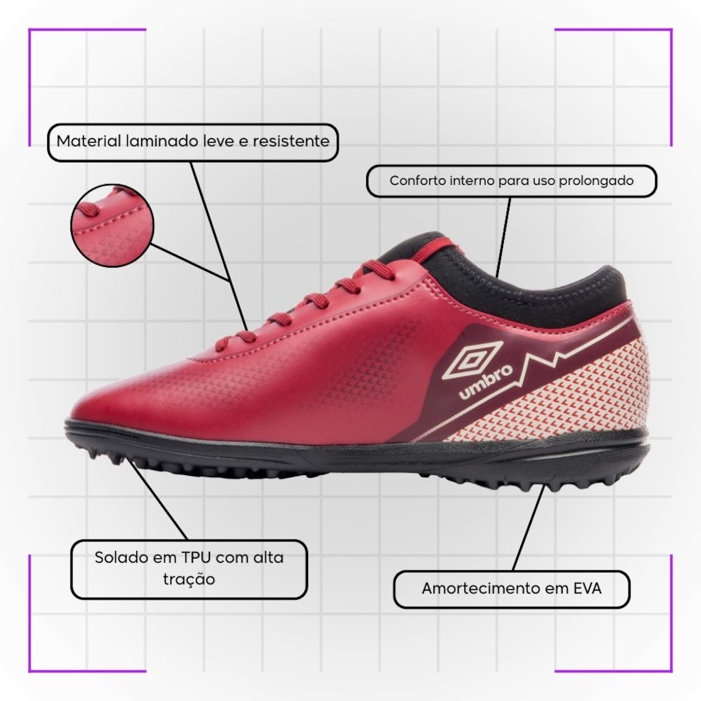 Imagem 3 do produto Kit Chuteira de Society Adulta Adamant Top Speed League e Meião - Umbro