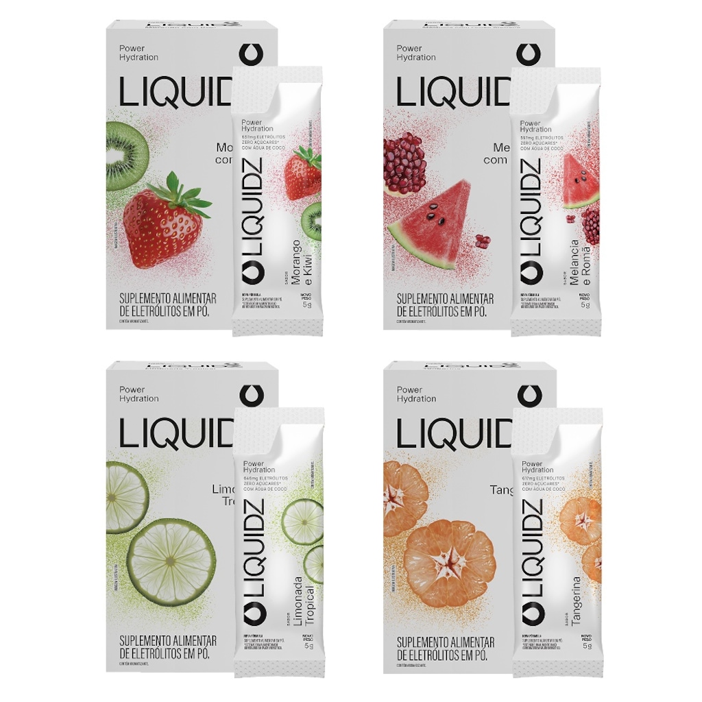 Eletrólitos Zero Açúcares LIQUIDZ® - 4 Sabores - Kit 4 Caixas - 24 sachês