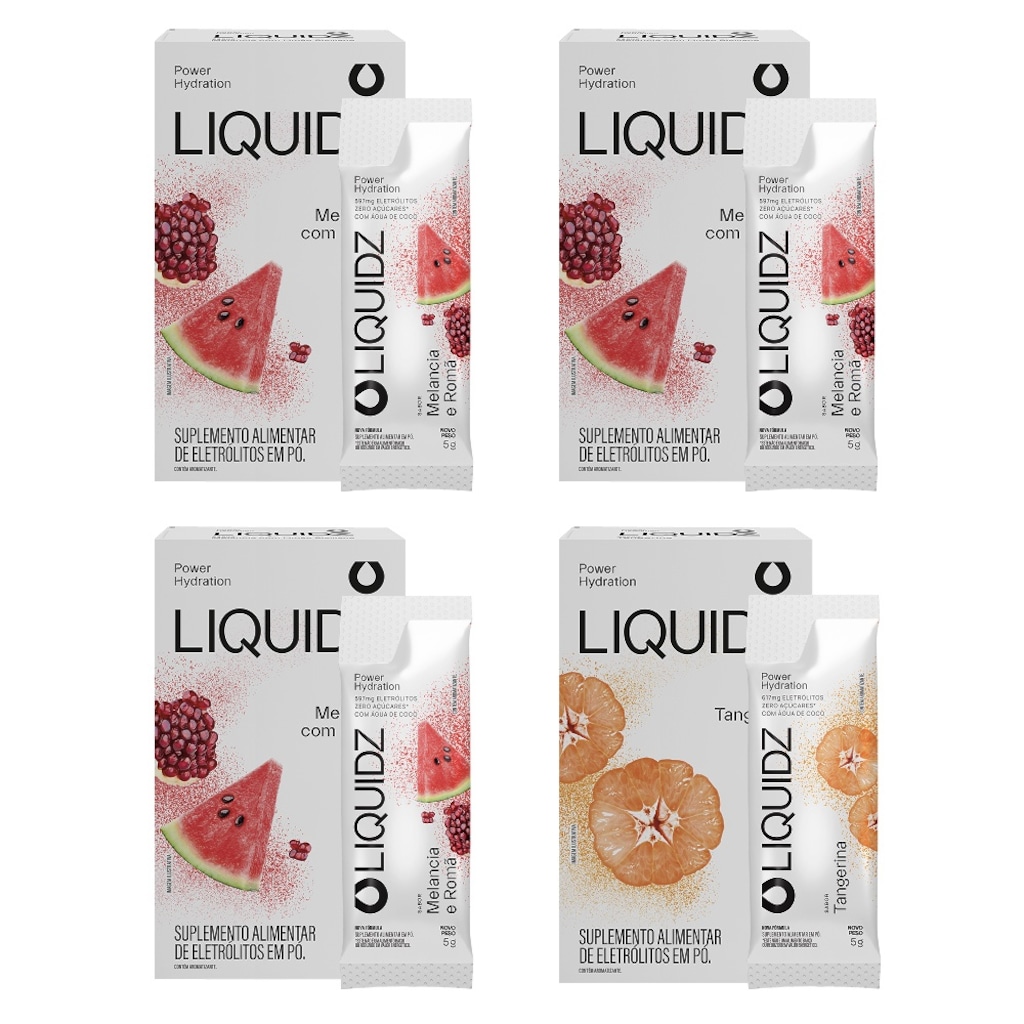 Eletrólitos Zero Açúcares LIQUIDZ® - Melancia | Tangerina - Kit 4 Caixas - 24 sachês