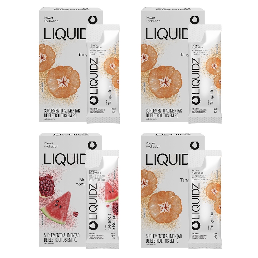 Eletrólitos Zero Açúcares LIQUIDZ® - Melancia | Tangerina - Kit 4 Caixas - 24 sachês