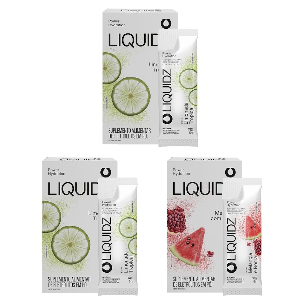 Eletrólitos Zero Açúcares LIQUIDZ® - Melancia | Limonada - Kit 3 Caixas - 18 sachês