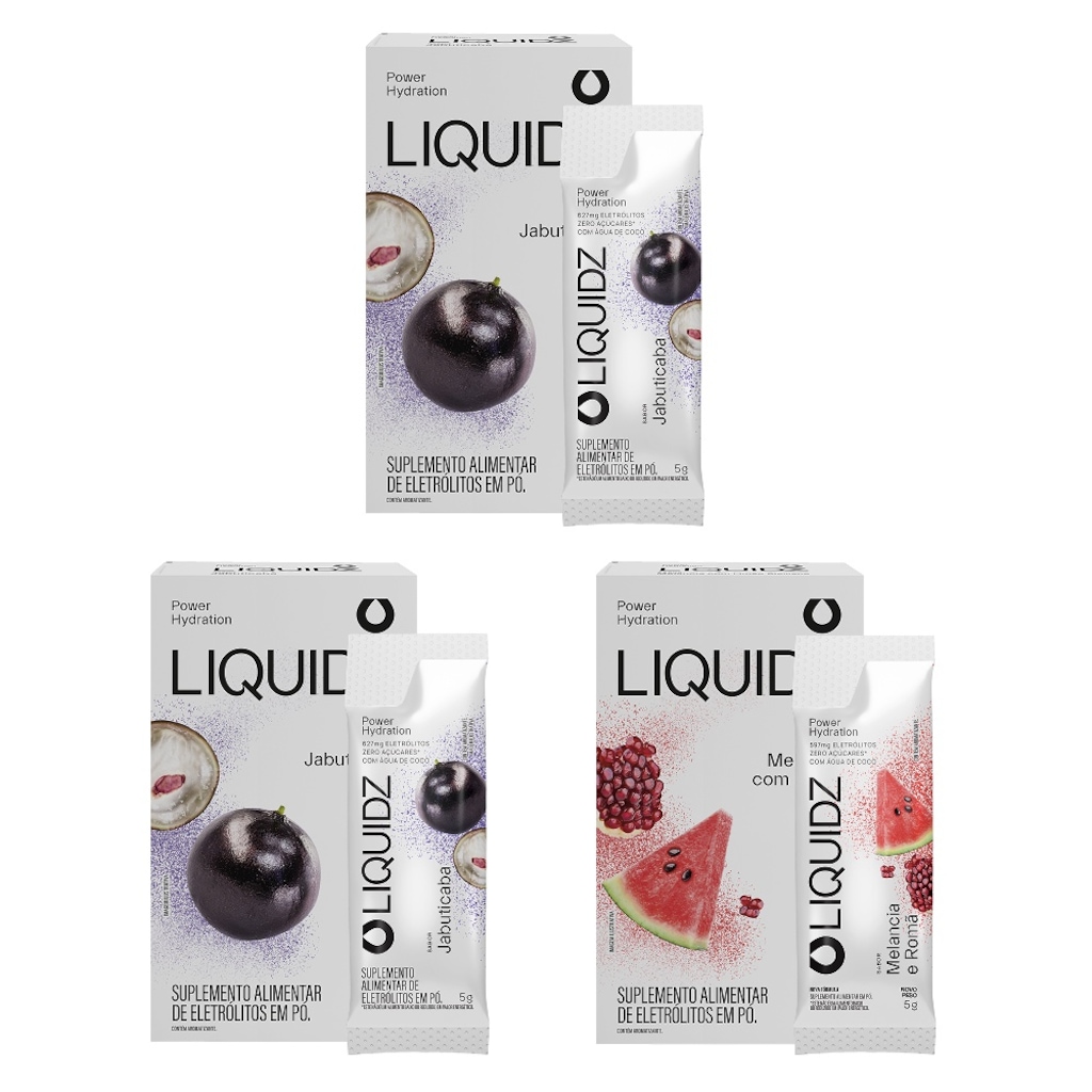 Eletrólitos Zero Açúcares LIQUIDZ® - Jabuticaba | Melancia - Kit 3 Caixas - 18 sachês