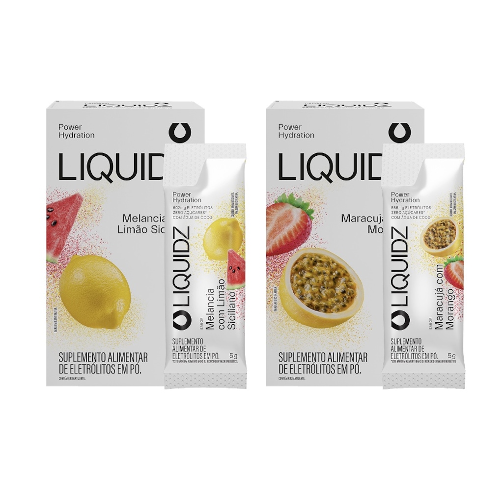 Eletrólitos Zero Açúcares LIQUIDZ® - Limão Siciliano | Maracujá - Kit 2 Caixas - 12 sachês