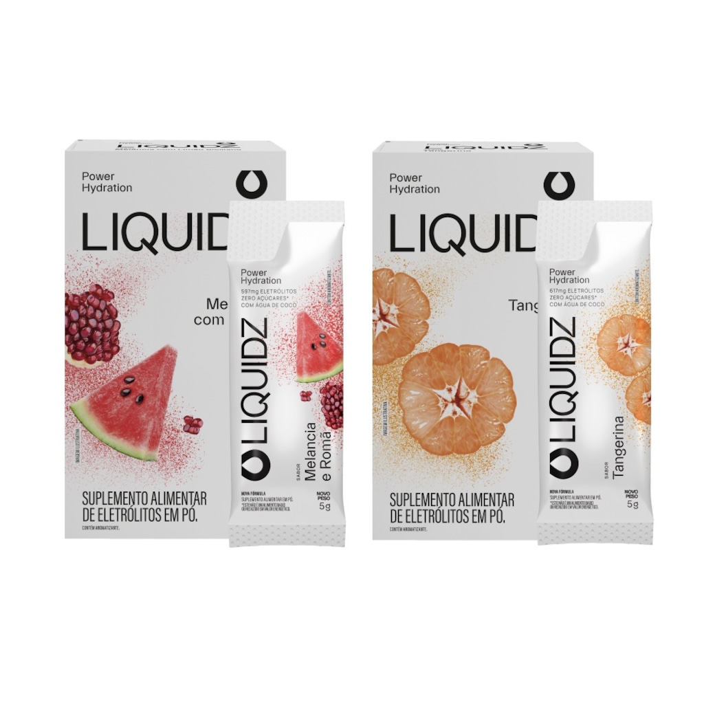 Eletrólitos Zero Açúcares LIQUIDZ® - Melancia | Tangerina - Kit 2 Caixas - 12 sachês