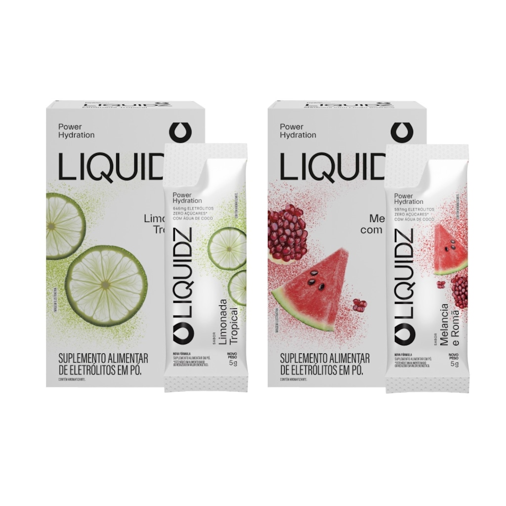 Eletrólitos Zero Açúcares LIQUIDZ® - Limonada | Melancia - Kit 2 Caixas - 12 sachês