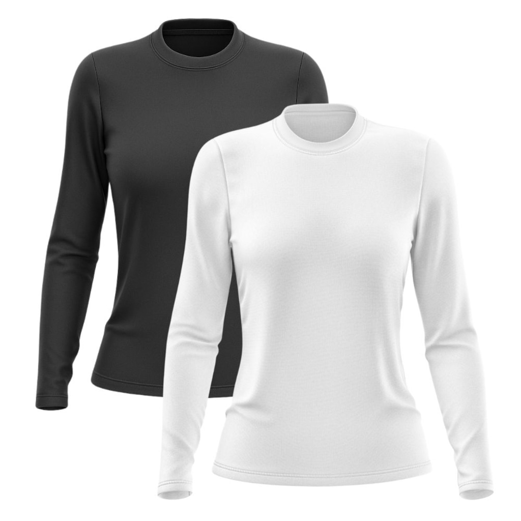 Kit 2 Camisetas Manga Longa Dry Lisa Treino Feminina