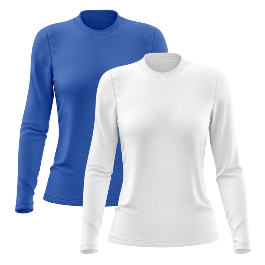 Kit 2 Camisetas Manga Longa Dry Lisa Treino Feminina