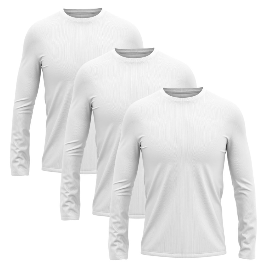 Kit 3 Camisetas Manga Longa Dry Lisa Treino Masculino