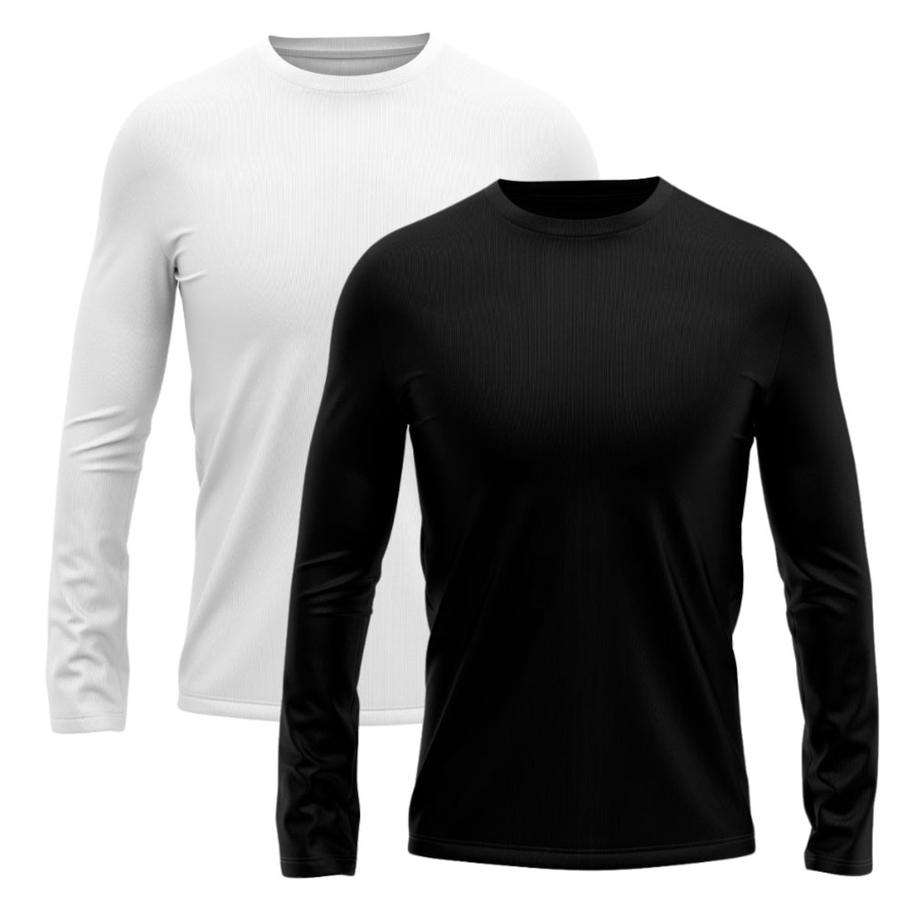 Kit 2 Camisetas Manga Longa Dry Lisa Treino Masculino