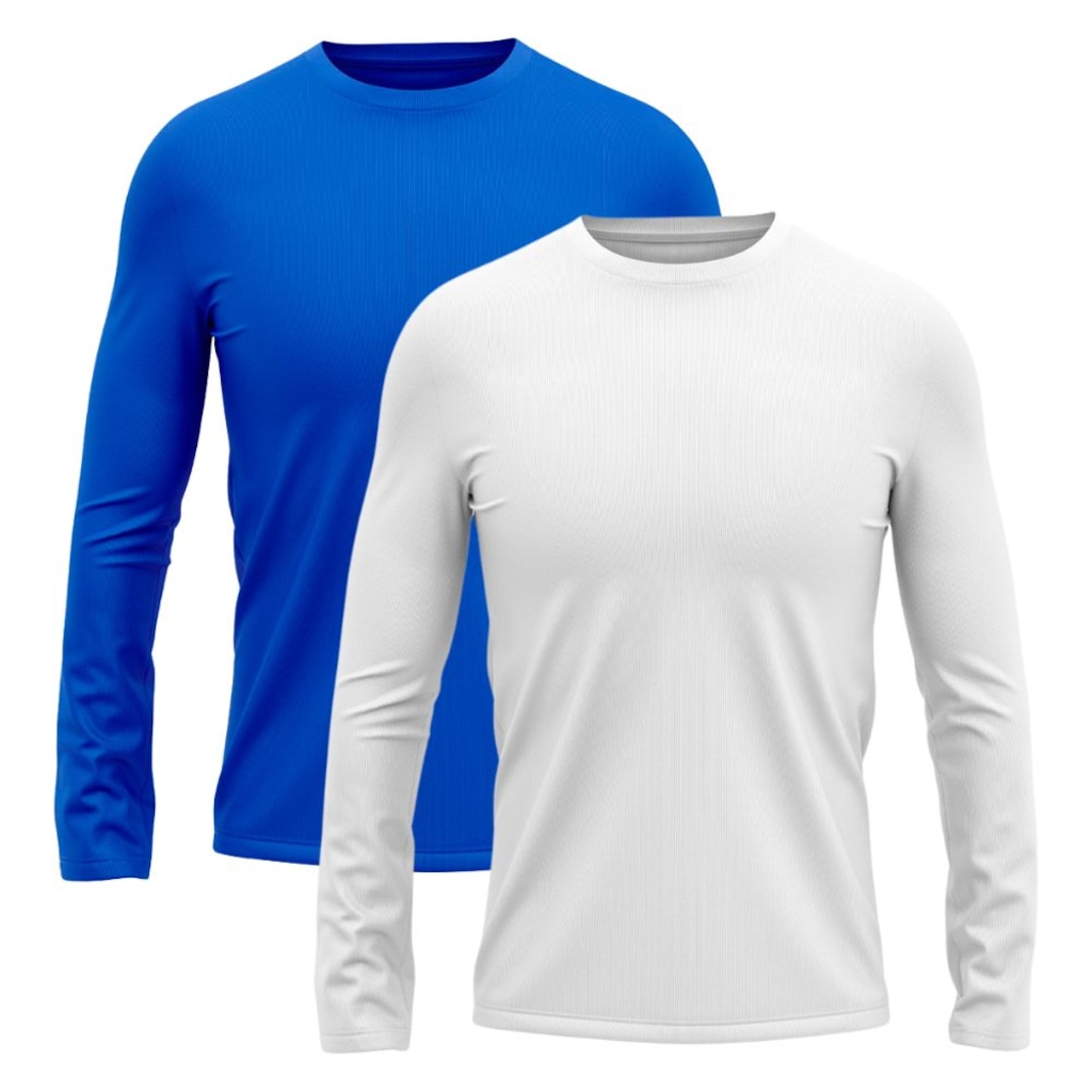 Kit 2 Camisetas Manga Longa Dry Lisa Treino Masculino