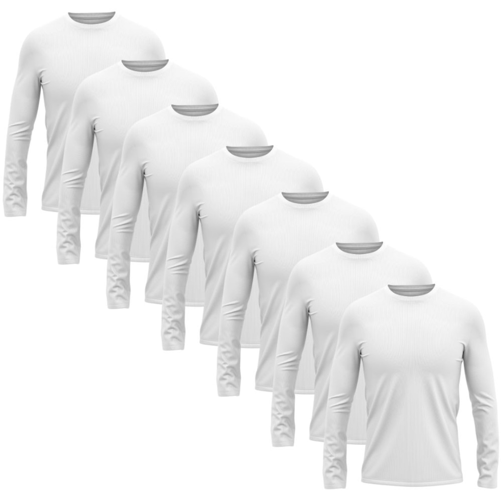 Kit 7 Camisetas Manga Longa Dry Lisa Treino Masculino