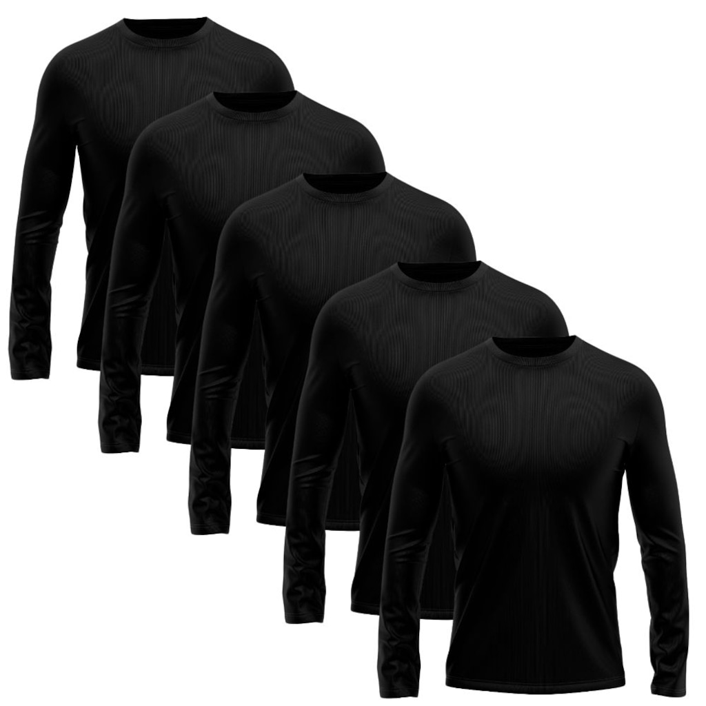 Kit 5 Camisetas Manga Longa Dry Lisa Treino Masculino