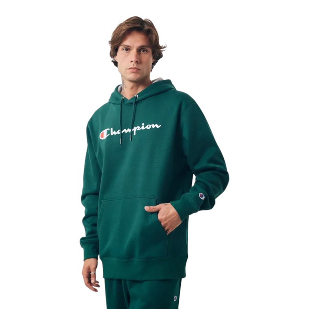 Blusão de Moletom Champion Hoodie Athletic Night Green - Masculina