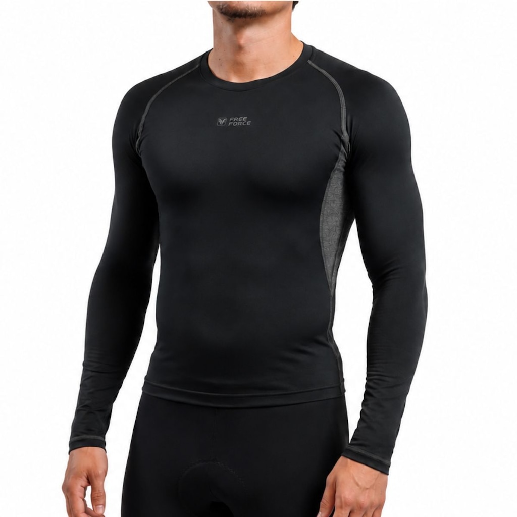 Camiseta Manga longa segunda pele Free Force peluciada - Masculina