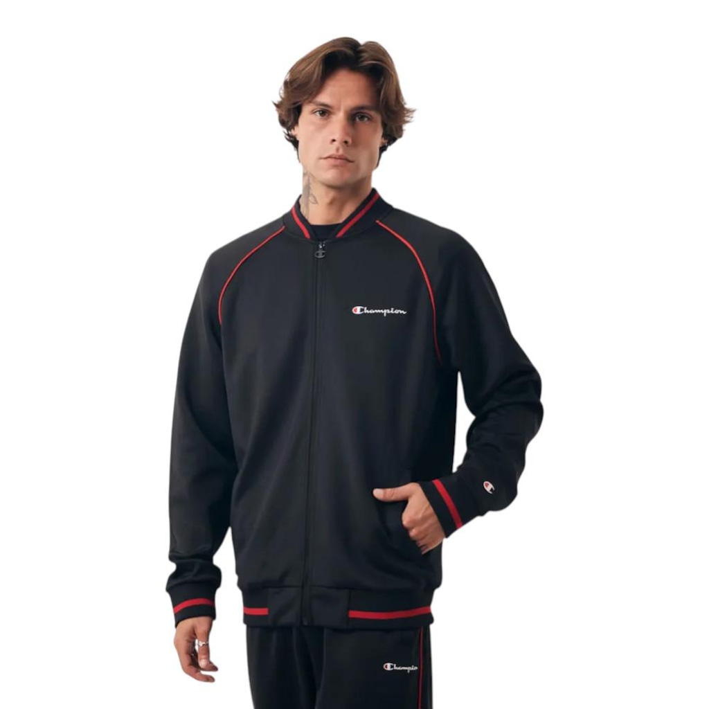 Agasalho Champion Raglan Pipping Mini Script Logo Active  - Masculina