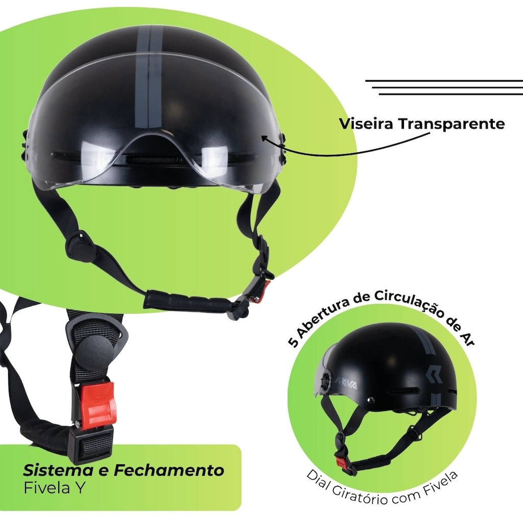 Imagem 2 do produto Capacete Bicicleta elétrica E-bike o Rava coquinho com viseira
