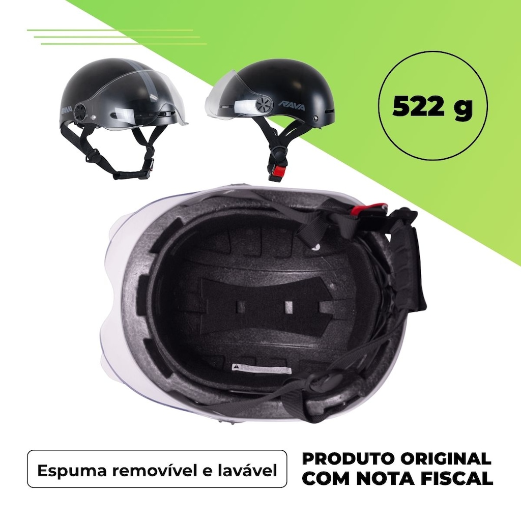 Imagem 3 do produto Capacete Bicicleta elétrica E-bike o Rava coquinho com viseira