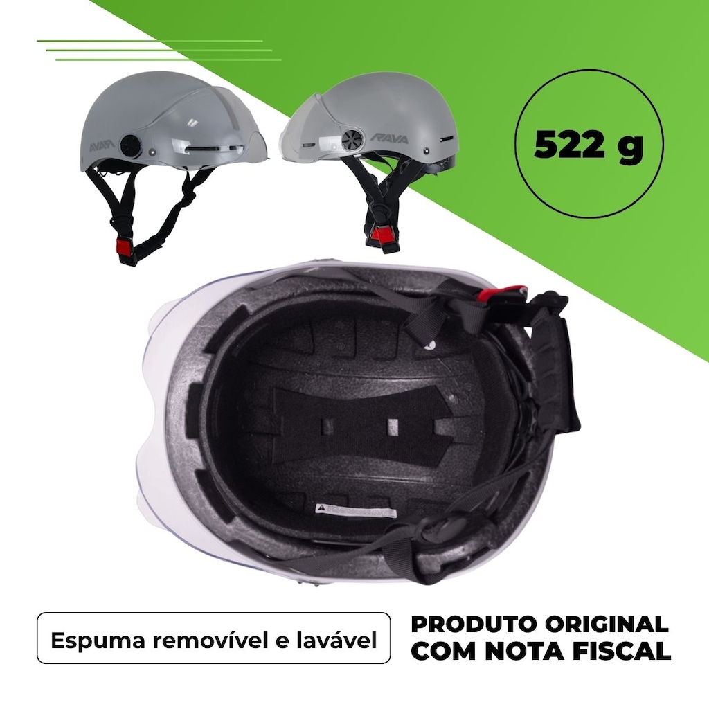 Imagem 3 do produto Capacete Bicicleta elétrica E-bike o Rava coquinho com viseira