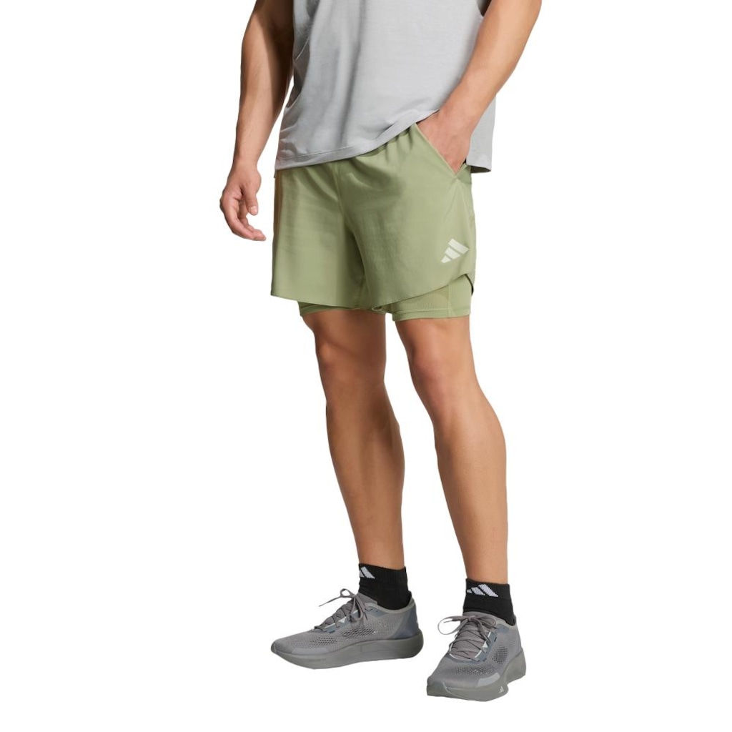 Short 2em1 adidas Adi365 Running Iconic Formotion 5 Bolsos Masculino