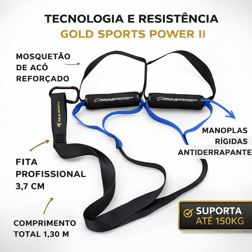 Imagem 2 do produto Fita De Resistência e Treinamento Suspenso Gold Sports Powrer II - 150 Kgs