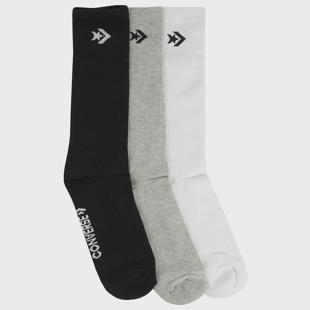Imagem 4 do produto Kit com 3 Pares de Meia Cano Alto Converse Skate Black White Grey - Unissex