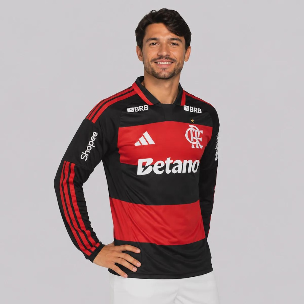 Camisa Manga Longa do Flamengo adidas Com Patrocínio I 2026 - Masculina