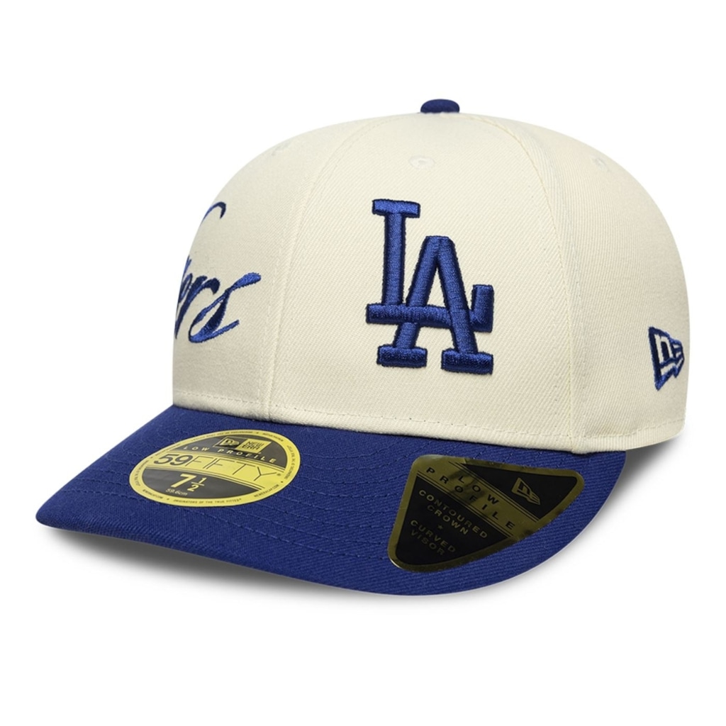 Bone New Era 59FIFTY Low Profile  MLB Los Angeles Dodgers Side Script Masculino