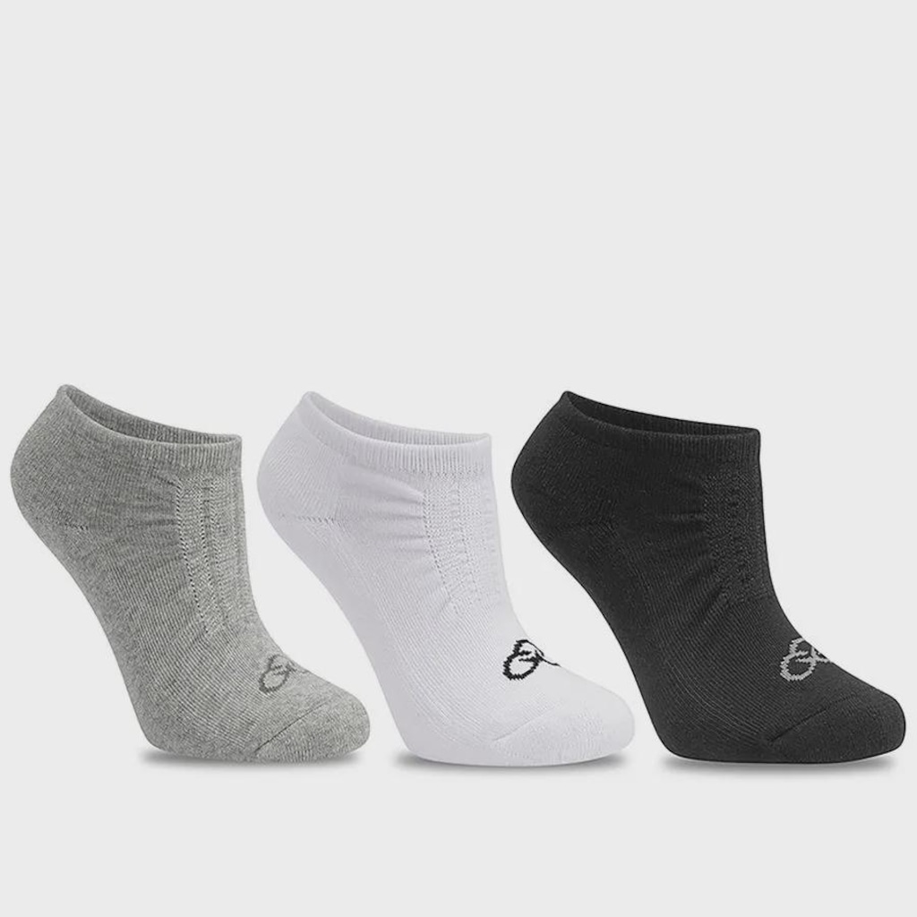 Kit de 3 Meias Invisível sem Fleece Olympikus Cano Curto Unissex