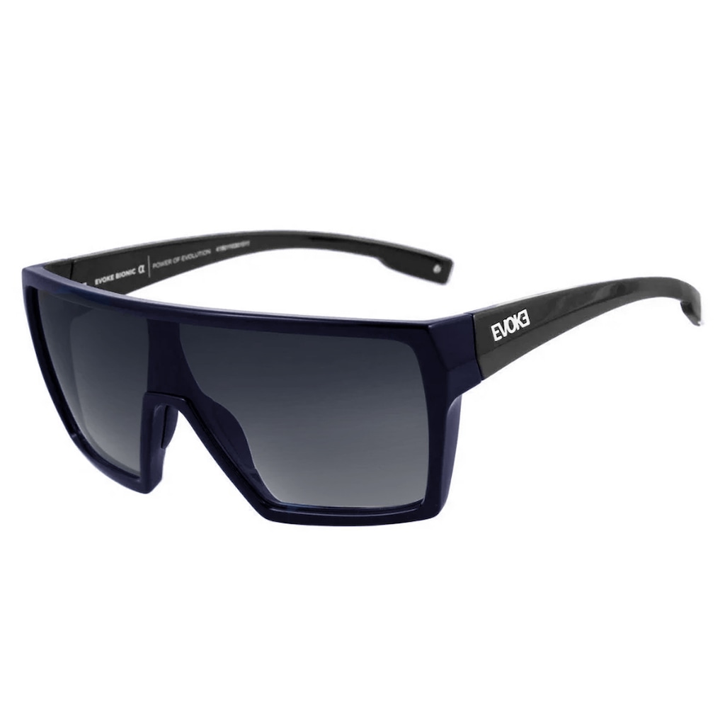 Óculos Unissex Evoke Bionic Alfa D01 Black Shine Blue Lente Grey Gradient