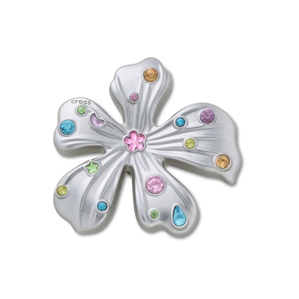 Jibbitz™ Flor Prateada Com Gemas Único - Unissex