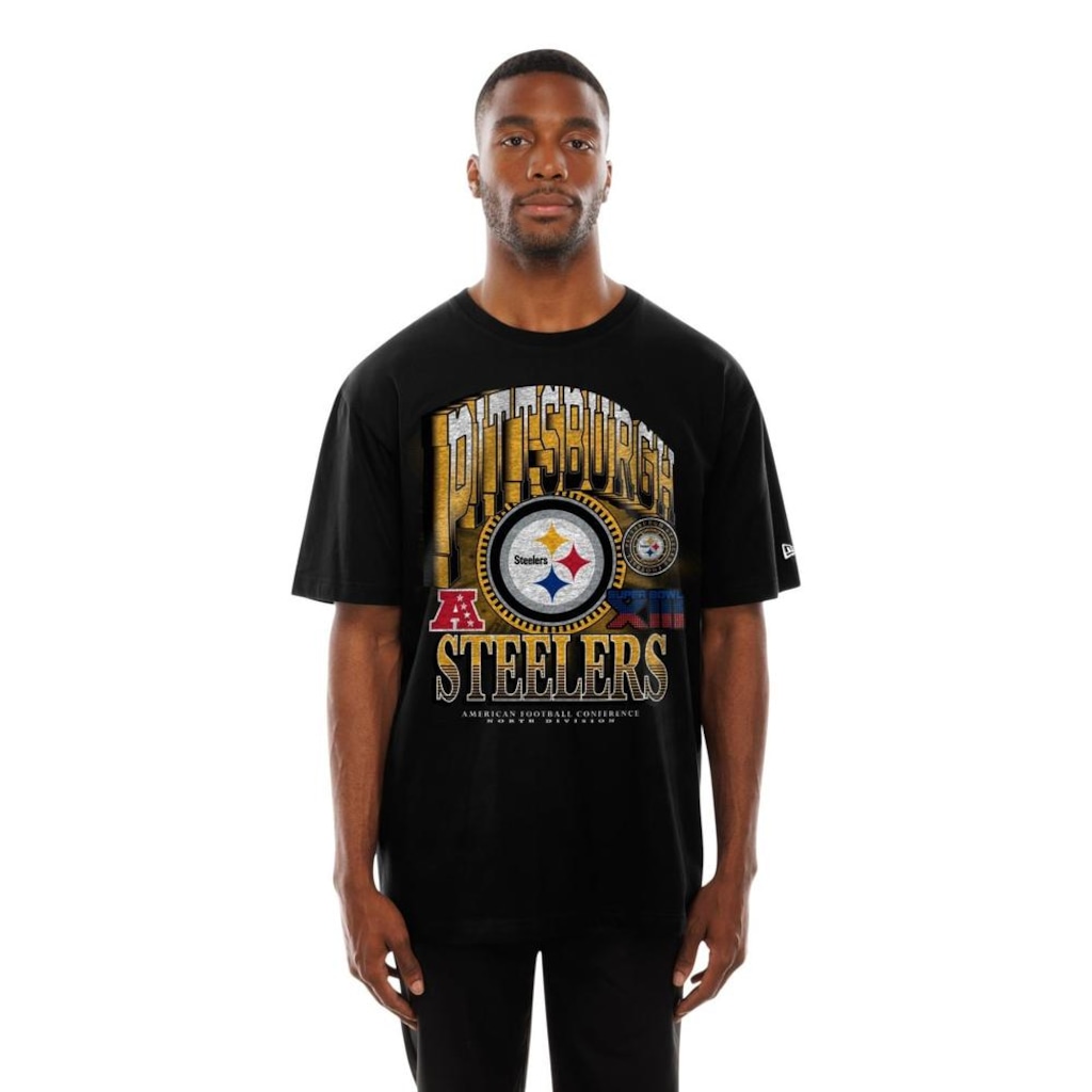 Camiseta New Era Oversize Pittsburgh Steelers Masculina