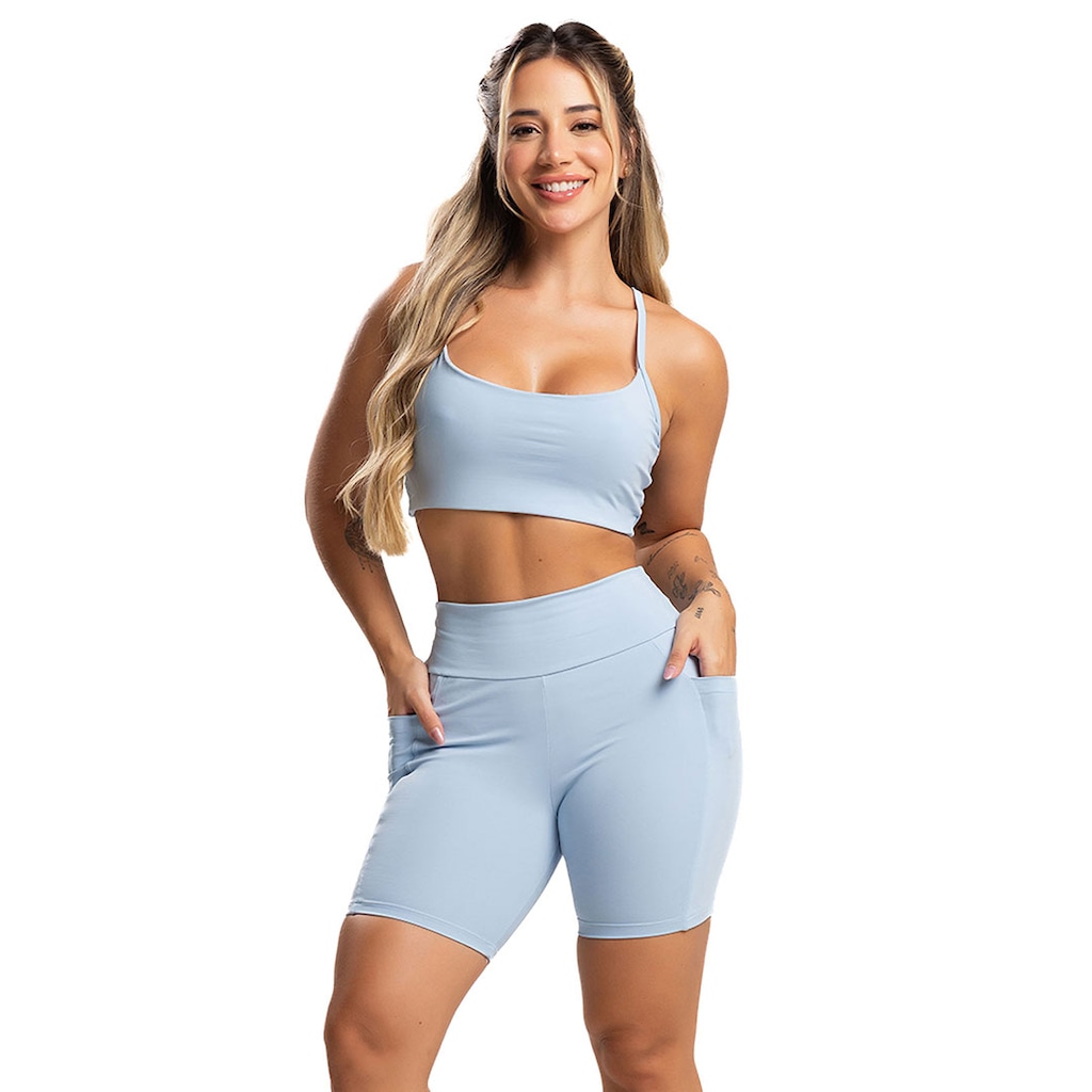 Short Bolsos Cintura Alta Mvb Modas - Feminina