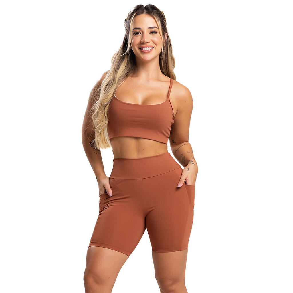 Short Bolsos Cintura Alta Mvb Modas - Feminina - Foto 1