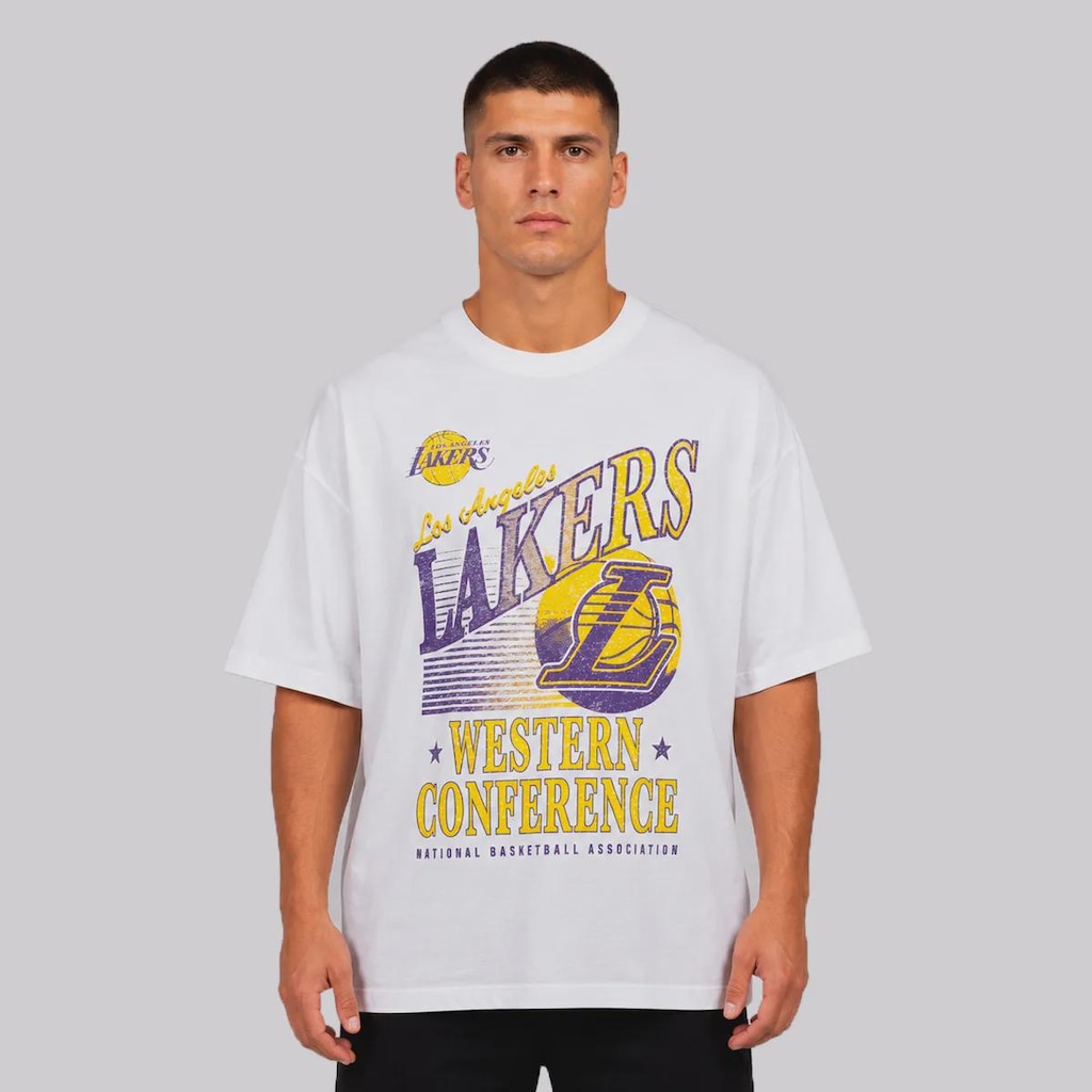 Camiseta New Era Los Angeles Lakers NBA Core Fan Oversized Masculina