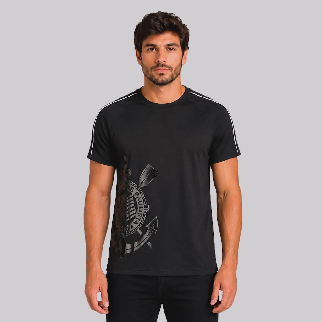 Camiseta Corinthians Raglan Escudo Masculina