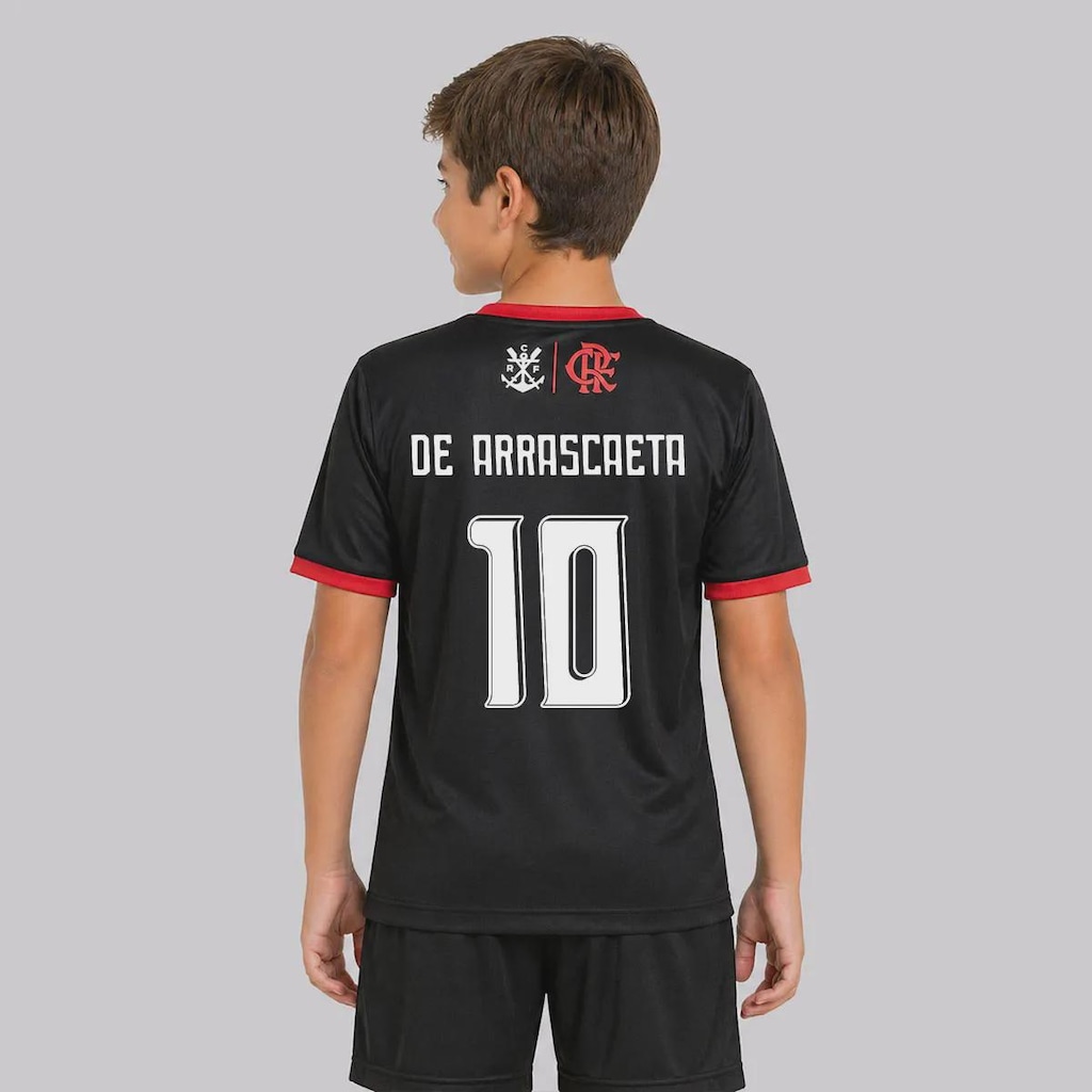 Camisa Flamengo Emoção Listrada 10 De Arrascaeta Infantil